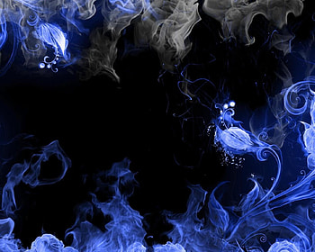 blue smoke, blue, black, abstract, grey, pretty, art, artistic HD wallpaper
