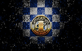 Al-Khor SC, glitter logo, QSL, blue white checkered background, soccer, qatari football club, Al-Khor logo, mosaic art, Al Khor, football, Al-Khor FC HD wallpaper