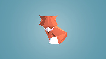 digital Art, Low Poly, Animals, Fox, Blue Background, Simple Background HD wallpaper