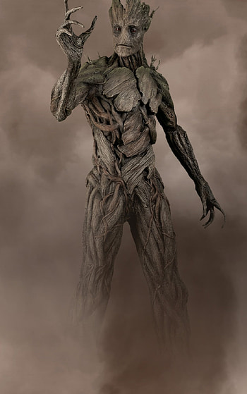 Groot as a life-size statue, Guardians of the Galaxy merchandise, Lifelike representation, Marvel superhero HD phone wallpaper