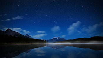 Star Sky, night, hills, beauty of nature, stars, land, lakes, animals, clouds, nature, mountains, water HD wallpaper