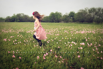 Just Having Fun, girl, flowers, running, field HD wallpaper