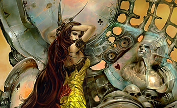 Fantasy Lady, art, , , lady, pic, fantasy, abstract, knife, wall HD wallpaper