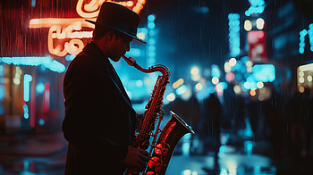Jazz Nights: Saxo Melody in, jazz, saxo, night scene, neon lights HD wallpaper