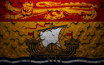 Flag of New Brunswick, honeycomb art, New Brunswick hexagons flag, New Brunswick, 3d hexagons art, New Brunswick flag HD wallpaper