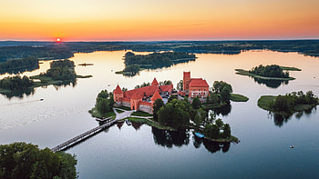Lake Island Castle, Nature, Trakai, Lithuania HD wallpaper