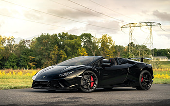 Lamborghini Huracan Performante, black supercar, black Huracan, roadster, Italian sports cars, Lamborghini HD wallpaper