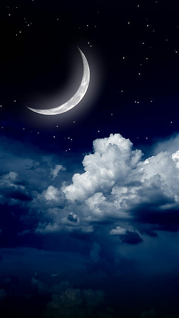 Waning crescent, Moonlight HD phone wallpaper