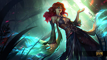 Fantasy girl, heroes of newerth, girl, jennifer wuestling, hon, fantasy, green, game, luminos, redhead HD wallpaper