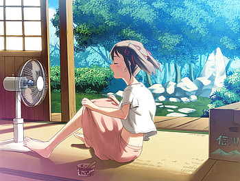 Hot summer, cooling off, summer, skirt, anime, hot HD wallpaper