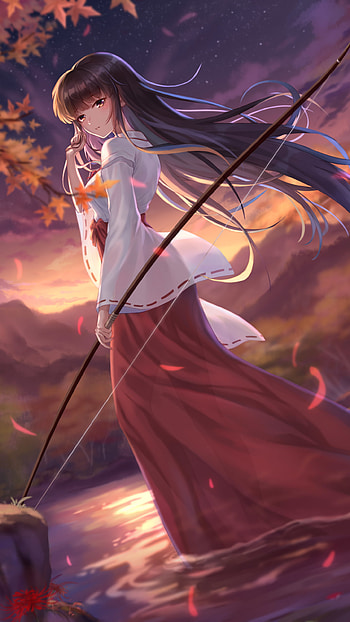 Kikyo: Twilight Shrine | InuYasha - Kikyo Mobile Art | Serene Archer Kikyo BG, Anime, InuYasha HD phone wallpaper