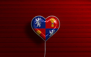 I Love Guyenne, , realistic balloons, red wooden background, Day of Guyenne, french provinces, flag of Guyenne, France, balloon with flag, Provinces of France, Guyenne flag, Guyenne HD wallpaper