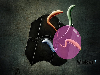Black Windows 7 Bubble gum, gum, windows, microsoft, windows7, windows 7, bubblegum, bubble, 7, bubble gum HD wallpaper