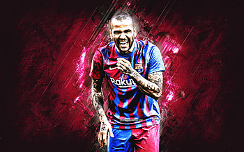 Dani Alves, FC Barcelona, Brazilian soccer player, portrait, burgundy stone background, La Liga, Spain, football HD wallpaper