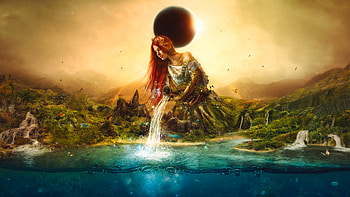 Fountain of Eternity, art, water, digital, fantasy, girl, can HD wallpaper