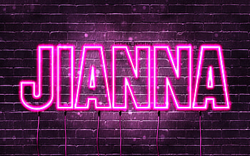Jianna, , with names, female names, Jianna name, purple neon lights, Jianna Birtay, Happy Birtay Jianna, popular italian female names, with Jianna name HD wallpaper