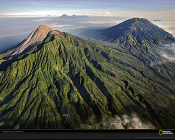 Merapi Volcano, Java, volcano, skyline, vegetation, mountain HD wallpaper