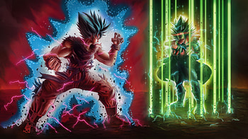 Goku Vs Broly Legendary Transformation, goku, broly, anime, artwork, art, digital-art, artist, deviantart HD wallpaper