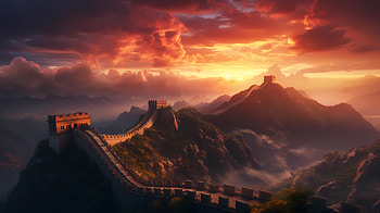 Great wall of China at sunset, Great Wall of China, sunset, cloud, sky HD wallpaper