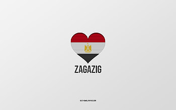I Love Zagazig, Egyptian cities, Day of Zagazig, gray background, Zagazig, Egypt, Egyptian flag heart, favorite cities, Love Zagazig HD wallpaper