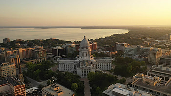 Aerial view Madison, Capital city of Wisconsin, Autistic therapies Wisconsin, Madison cityscape HD wallpaper