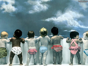 relaxing by the lakeside, clouds, babies, lakeside, babes HD wallpaper