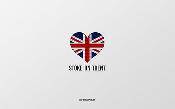 I Love Stoke-on-Trent, British cities, Day of Stoke-on-Trent, gray background, United Kingdom, Stoke-on-Trent, British flag heart, favorite cities, Love Stoke-on-Trent HD wallpaper