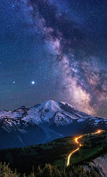 Milky Way, Mountain scenery, 6 HD phone wallpaper