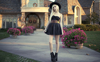 Girl Strapless Dress, girls, dress, black HD wallpaper
