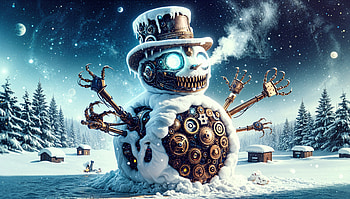 Steampunk Snowman: A Stunning Ultra, steampunk, snowman, winter, fantasy, fantasy winter HD wallpaper