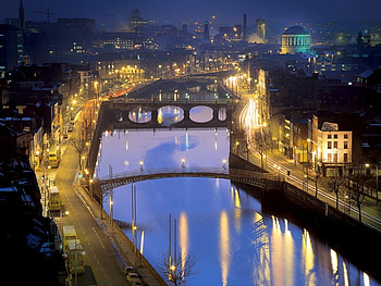 DublinRiverLiffey, reflection, lights HD wallpaper
