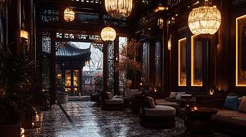 Serenity in the Tea House: A Ultra Experience, tea house, interior design, lightning, traditional architecture, lounge HD wallpaper