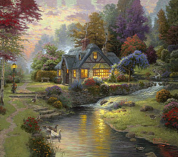 green lake, lake, green, natue, house HD wallpaper