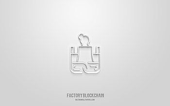 Blockchain Factory 3d icon, white background, 3d symbols, Blockchain Factory, cryptocurrency icons, 3d icons, Blockchain Factory sign, cryptocurrency 3d icons HD wallpaper