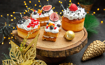 Enjoy!, food, craciun, cake, sweet, christmas, fruit HD wallpaper