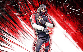 IKONIK, grunge art, Fortnite Battle Royale, Fortnite characters, IKONIK Skin, red abstract rays, Fortnite, IKONIK Fortnite HD wallpaper