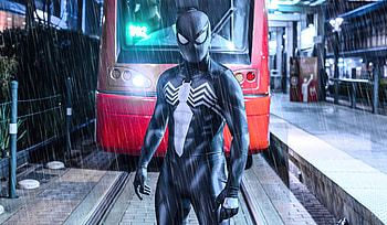 Spider-man PS5, video game, black suit, 2020 HD wallpaper