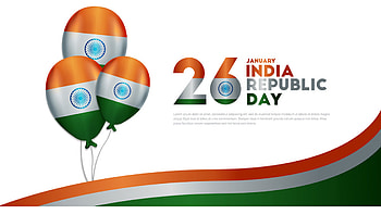26 January Indian Republic Day Celebration Flag Creative Balloons Art White Background Republic Day HD wallpaper