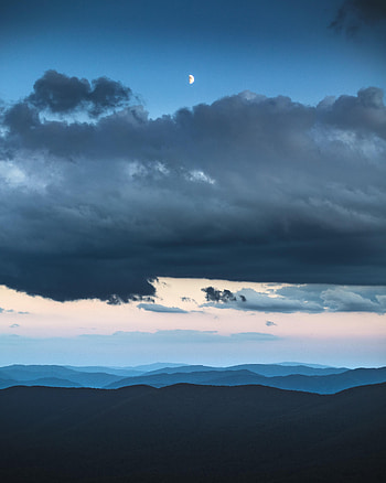 Nature, Clouds, Moon, Fog, Hills, Dahl, Distance HD phone wallpaper