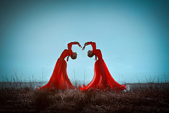 Dancers, landscape, dancing, posing, girls HD wallpaper