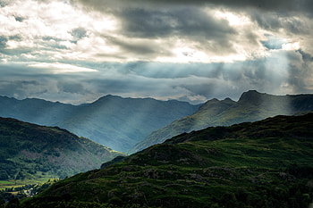 Nature, Mountains, Vertex, Rays, Beams, Relief, Tops HD wallpaper