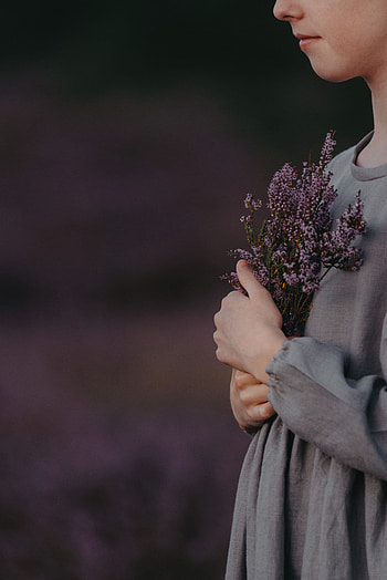 Flowers, Violet, Bouquet, Girl, Purple, Lavender HD phone wallpaper