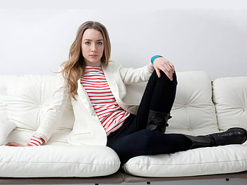 Saoirse Ronan, model, sofa, hot, , jacket, beautiful, actress, shirt, 2019, Saoirse, pants, Ronan, boots HD wallpaper