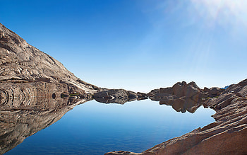 Mount Whitney, mountains, lake, blue sky, reflections HD wallpaper