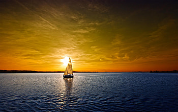 Sailing Boat Sunset Landscape, nature, ocean, sunset, landscape, sea, boat HD wallpaper