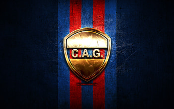 Guemes FC, golden logo, Primera Nacional, blue metal background, football, argentinian football club, CA Guemes logo, soccer, CA Guemes, Argentina, Club Atletico Guemes HD wallpaper