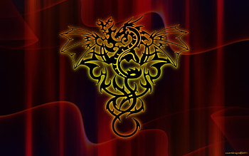 Dragon Glow, glow, red, dragon, tribal, flame HD wallpaper
