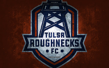 Tulsa Roughnecks FC, American soccer team, blue background, Tulsa Roughnecks FC logo, grunge art, USL, soccer, Tulsa Roughnecks FC emblem HD wallpaper