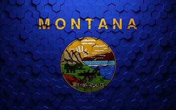 Flag of Montana, honeycomb art, Montana hexagons flag, Montana, 3d hexagons art, Montana flag HD wallpaper