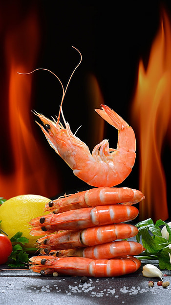 Tasty seafood, Succulent shrimp, Flavorful cuisine, Delicious meal HD phone wallpaper